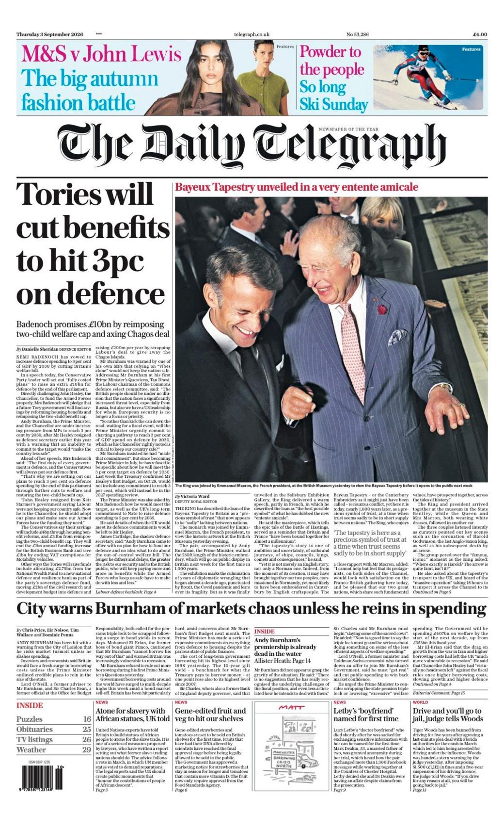 'City warns Burnham' and 'One in the eye for Andy'