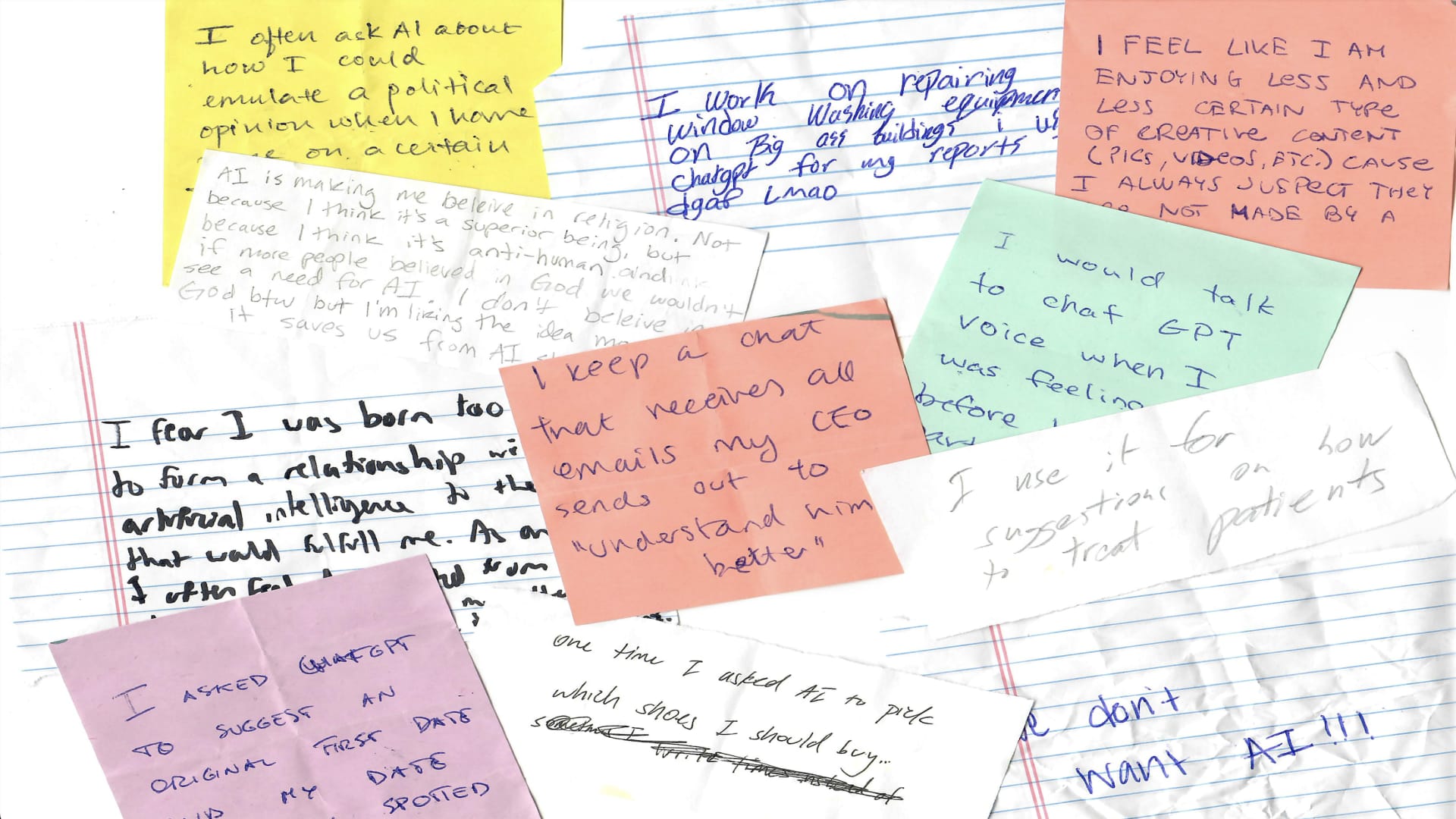'Everyone has an AI secret': This artist has spent a year collecting and sharing hundreds of anonymous AI confessions