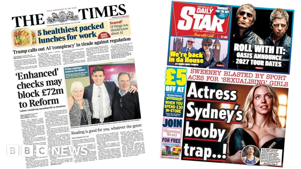 Newspaper headlines: Reform donors 'could face enhanced checks' and 'Sydney Sweeney blasted'