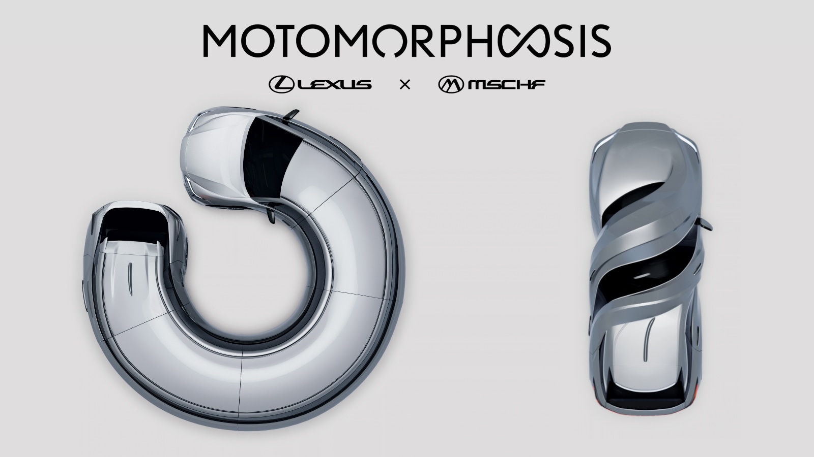 Two Lexus EVs become sculptures as MSCHF loops one and twists the other for a show