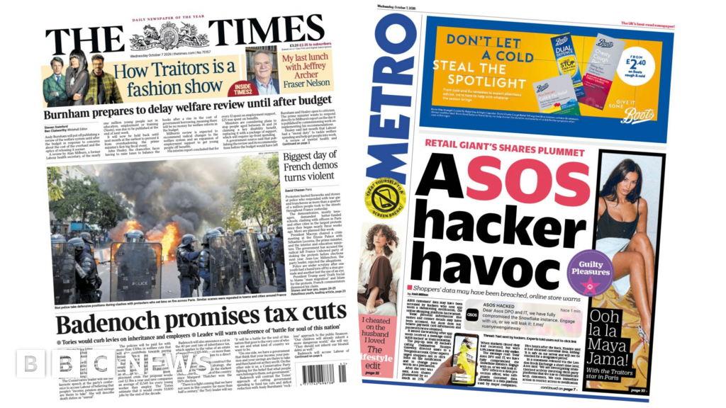 'Badenoch promises tax cuts' and 'Asos hacker havoc'