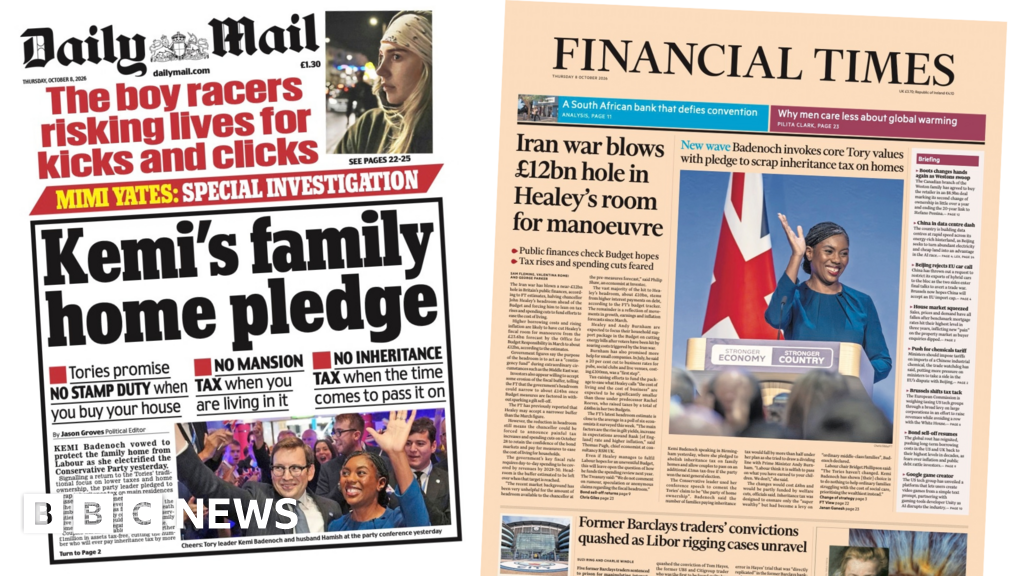 'Kemi's family home pledge' and 'Badenoch invokes core Tory values'