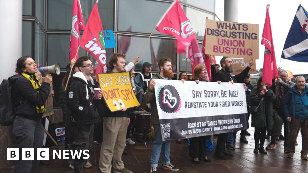 Sacked Grand Theft Auto workers protest as company bosses quizzed at tribunal