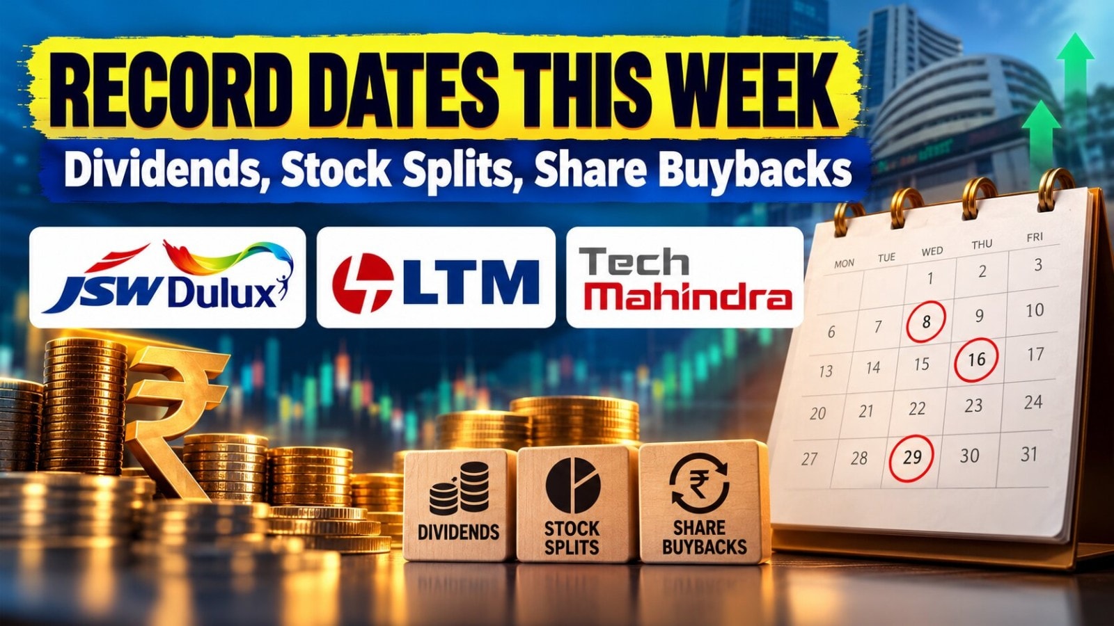 Record Dates This Week: JSW Dulux, Tech Mahindra among 13 important names with corporate actions lined up