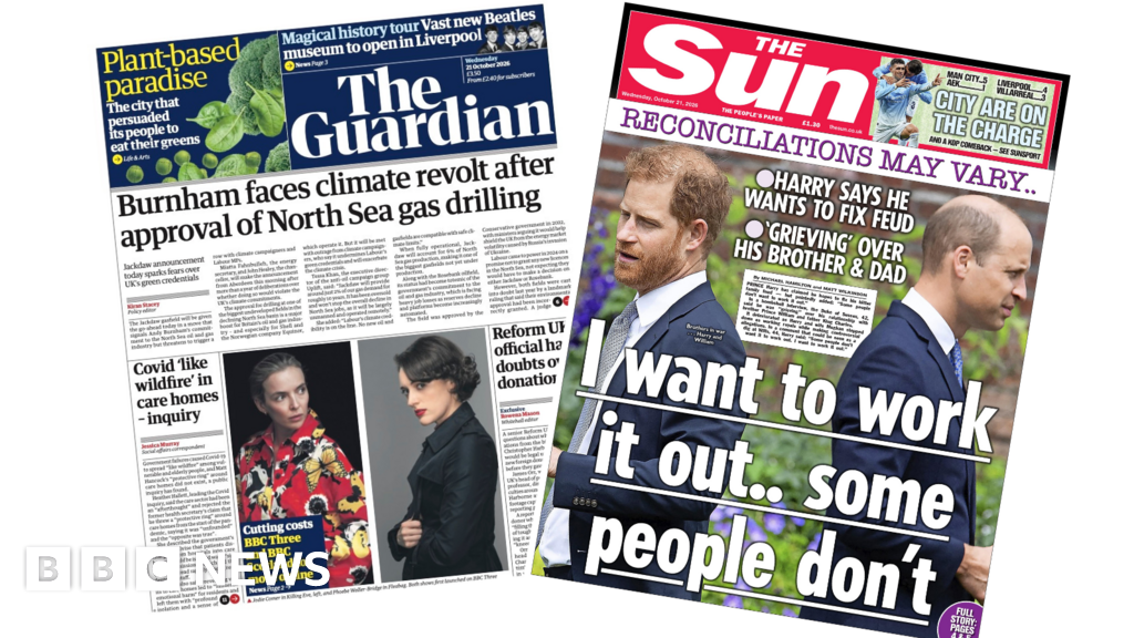 'Burnham faces climate revolt' and 'Harry wants to fix feud'