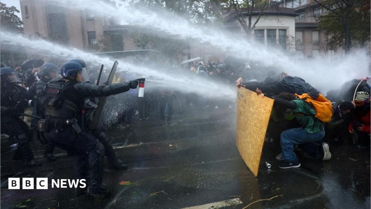 Clashes erupt in Paris after largely peaceful protests across France