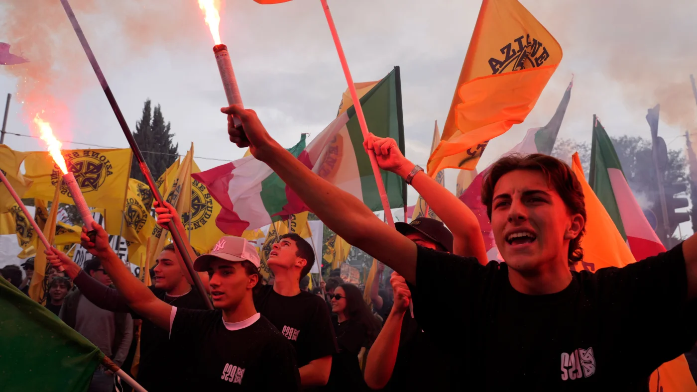Soldiers guard center of Milan as thousands of protesters march in cities across Europe